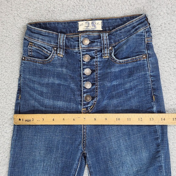 We The Free Jeans Womens 25 Medium Wash High Rise Flare Bell Bottom Button Fly - Picture 5 of 16